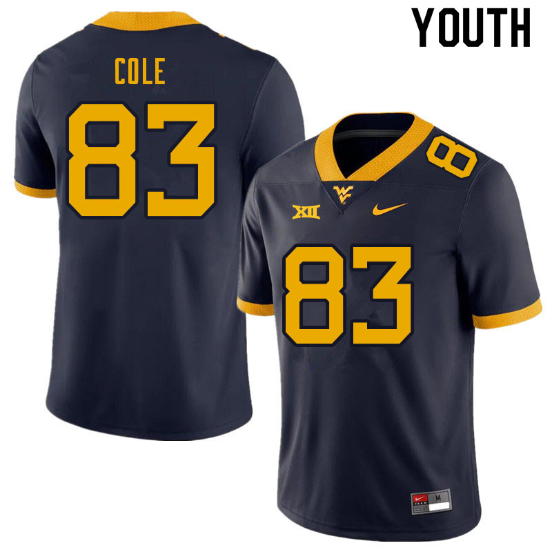 Youth #83 CJ Cole West Virginia Mountaineers College Football Jerseys Sale-Navy
